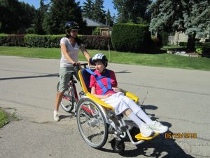 Woman in accessible tricycle