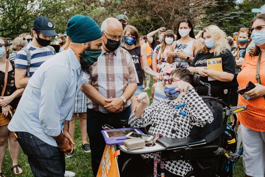 Jagmeet Singh with woman in a wheelchair